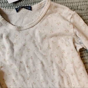 rare brandy melville leah floral pointelle top